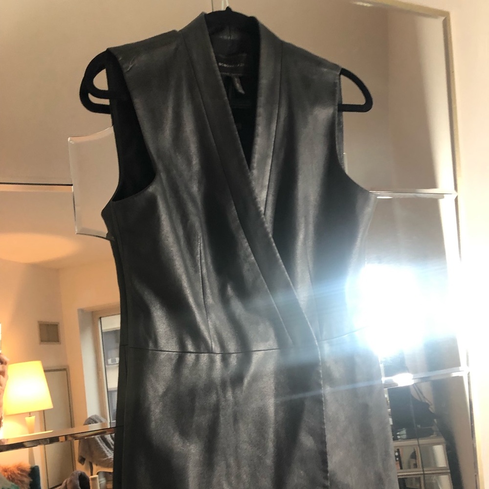 Bcbg vegan leather wrap dress